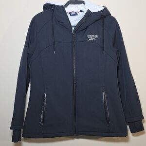 Reebok Fleece Lined Women's Hooded Softshell Jacket Zip Up Athletic Coat
